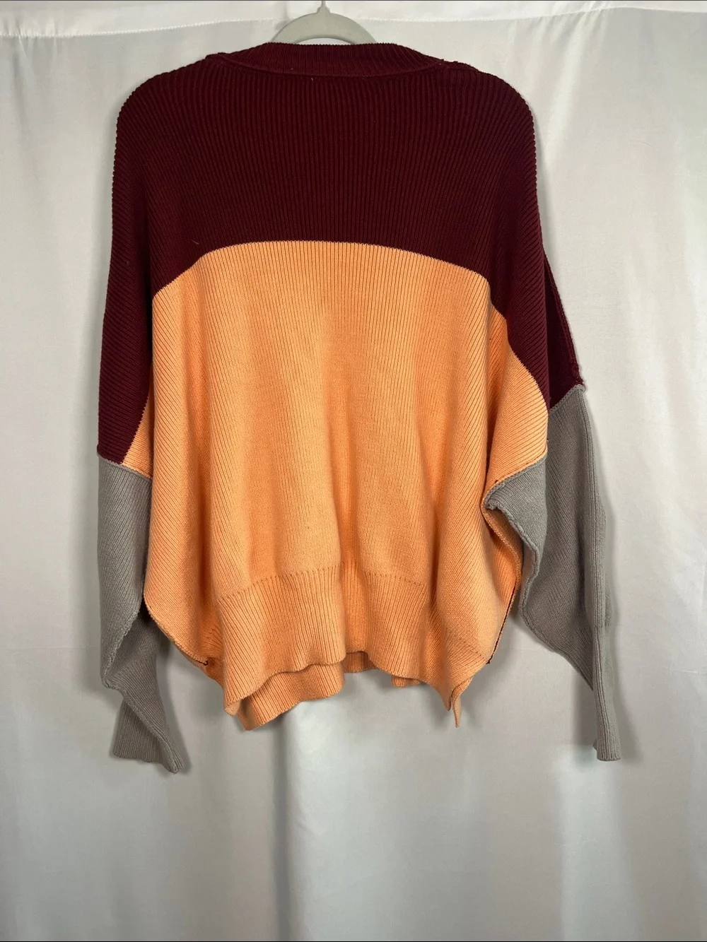 Free people easy street colorblock oversized peach combo sweater sz xs